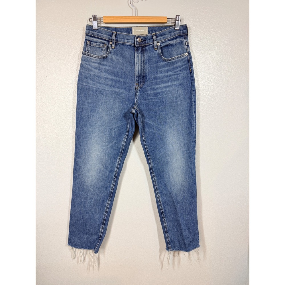 Everlane Jeans Womens 29 Blue The Cheeky Jean Straight Raw Hem High‎ Rise Crop